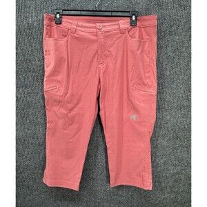 Eddie Bauer First Ascent Capri Pants Women 14 Pink Guide Pro Cargo Hiking EUC